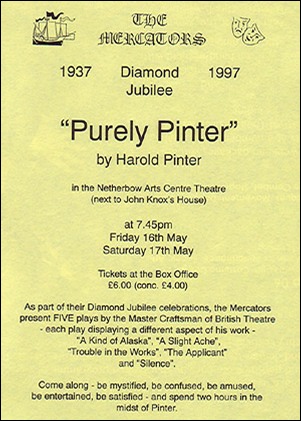 Handbill for "Purely Pinter"