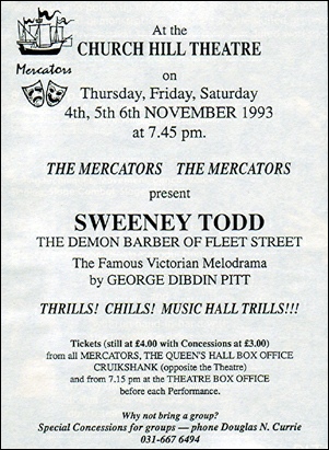 Handbill for "Sweeney Todd"