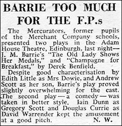 Newspaper review of "The Old Lady Shows her Medals"